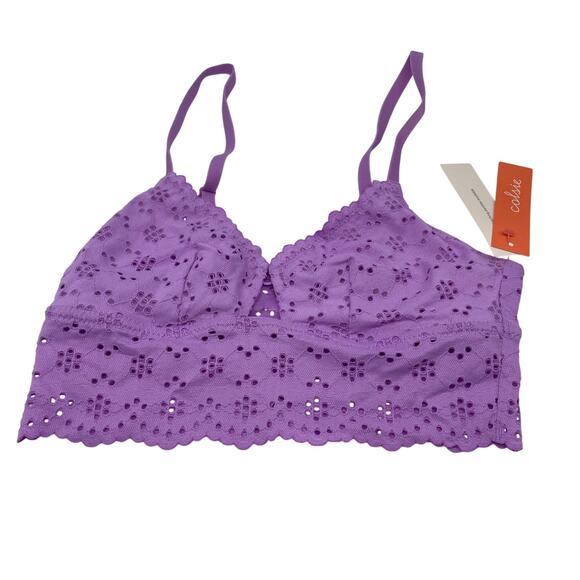 Colsie Women's Eyelet Bralette Unpadded Adjustable Straps Purple Size XS - Picture 2 of 5